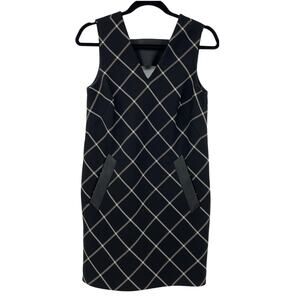 Rag & Bone Dress Womens Size 0 Phoebe Plaid Black White Shift V-Neck Sleeveless